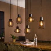 Mixora Metal 3+3-licht - Houtskool hanglamp
