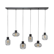 Mixora Metal 3+3-licht - Houtskool hanglamp
