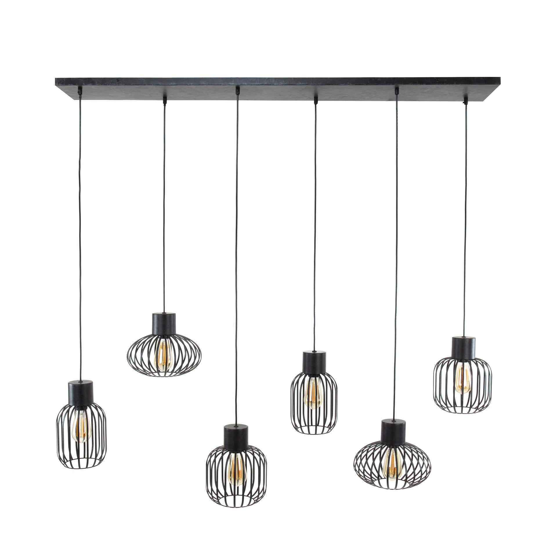Mixora Metal 3+3-licht - Houtskool hanglamp