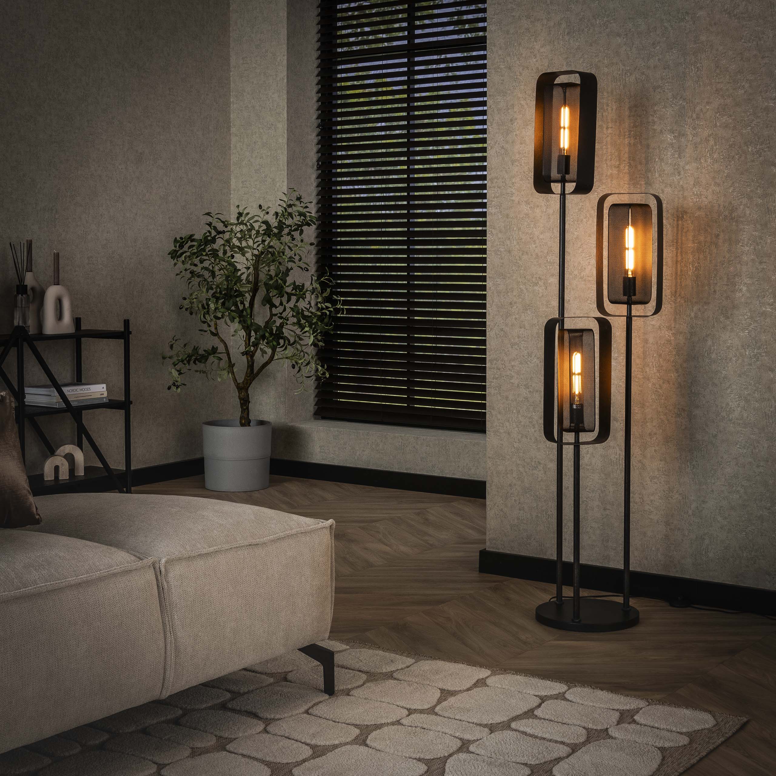 Meshara driepootslamp met 3 lampen - artic zwart