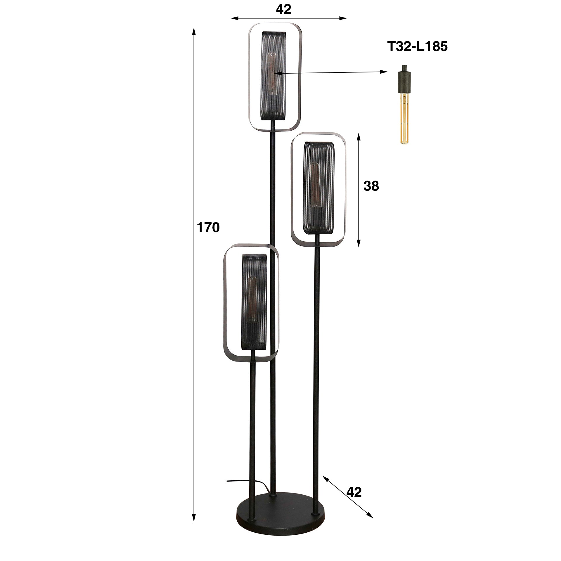 Meshara driepootslamp met 3 lampen - artic zwart