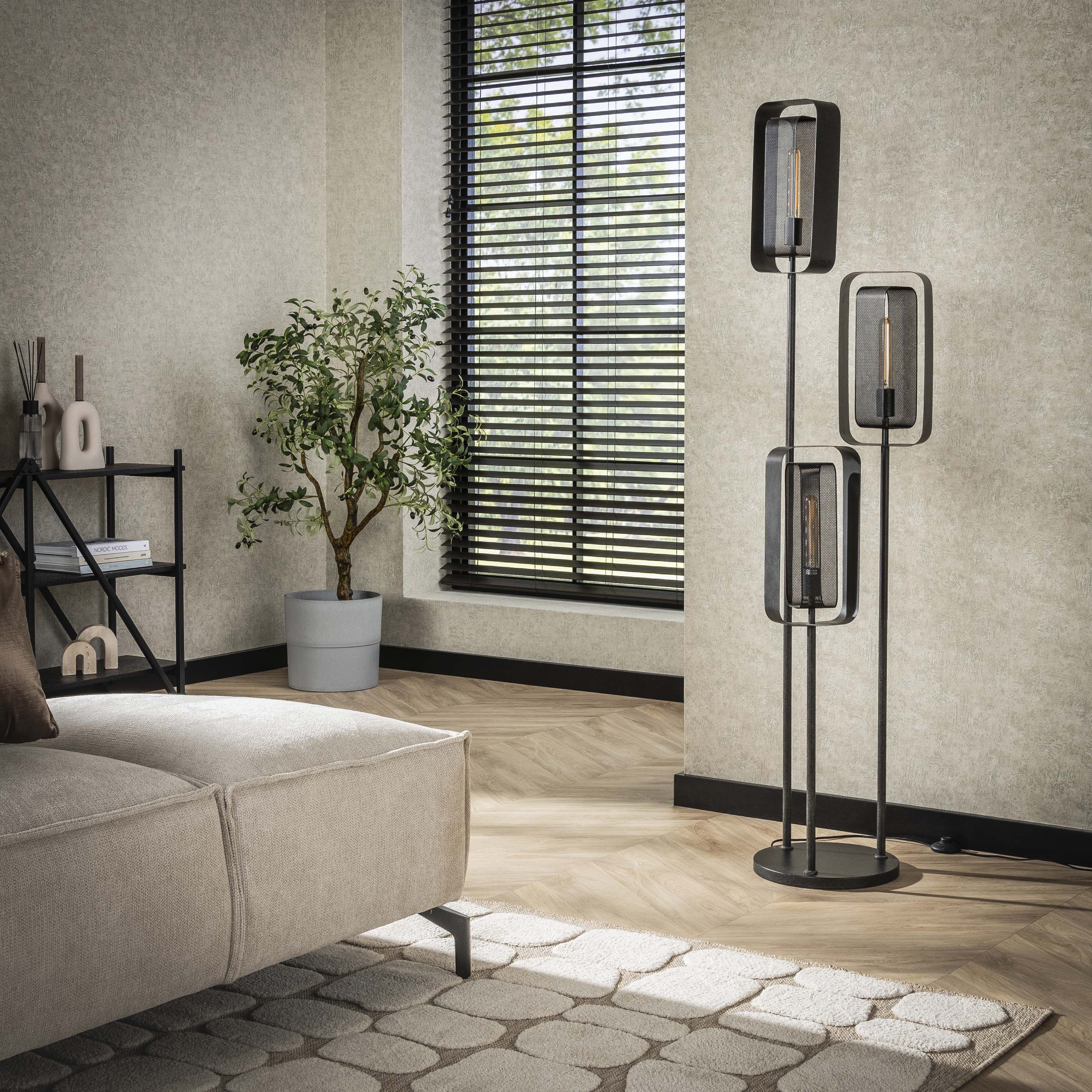 Meshara driepootslamp met 3 lampen - artic zwart