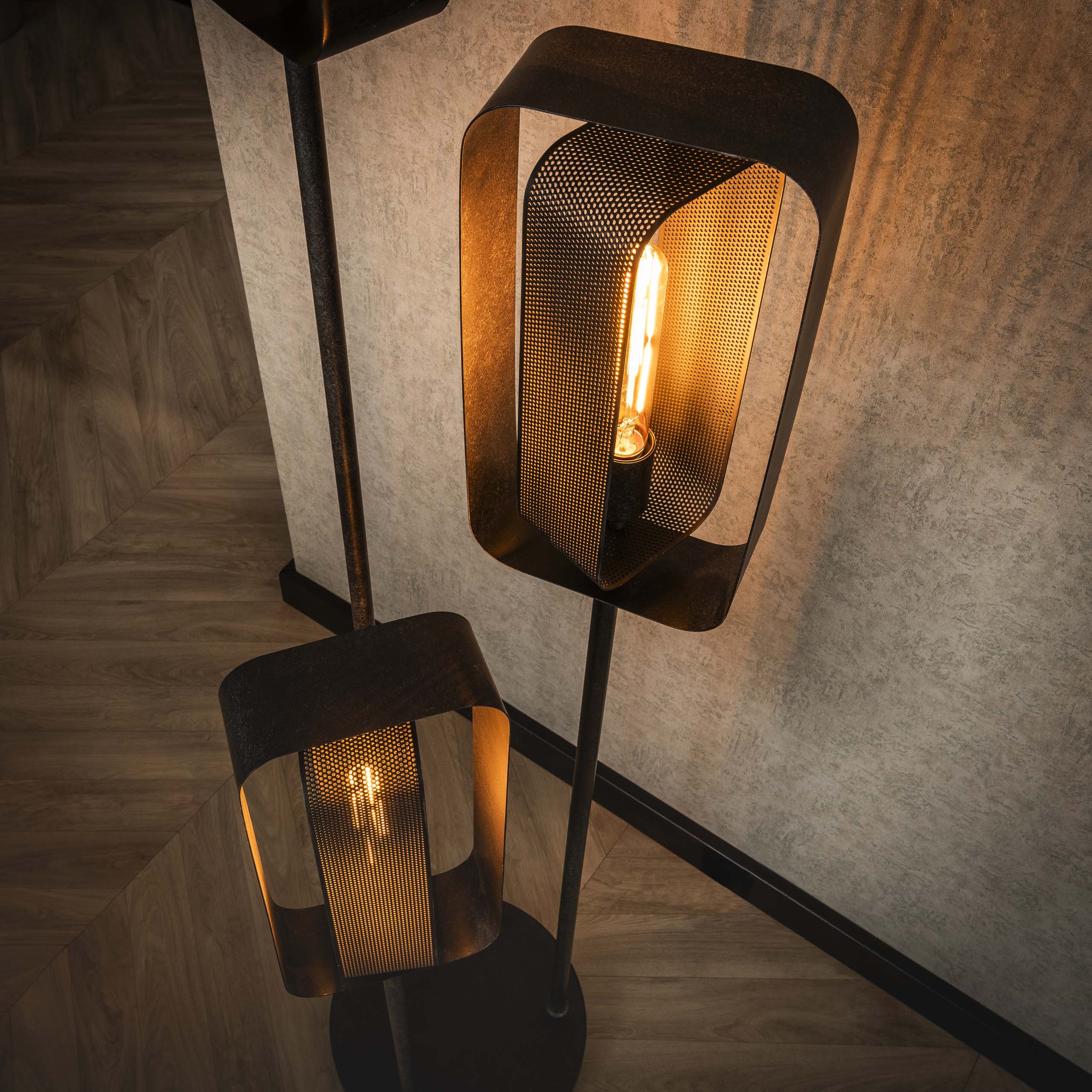 Meshara driepootslamp met 3 lampen - artic zwart