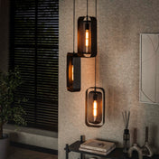 Meshora Rotate gelaagde 3-lichts - Artic zwarte hanglamp