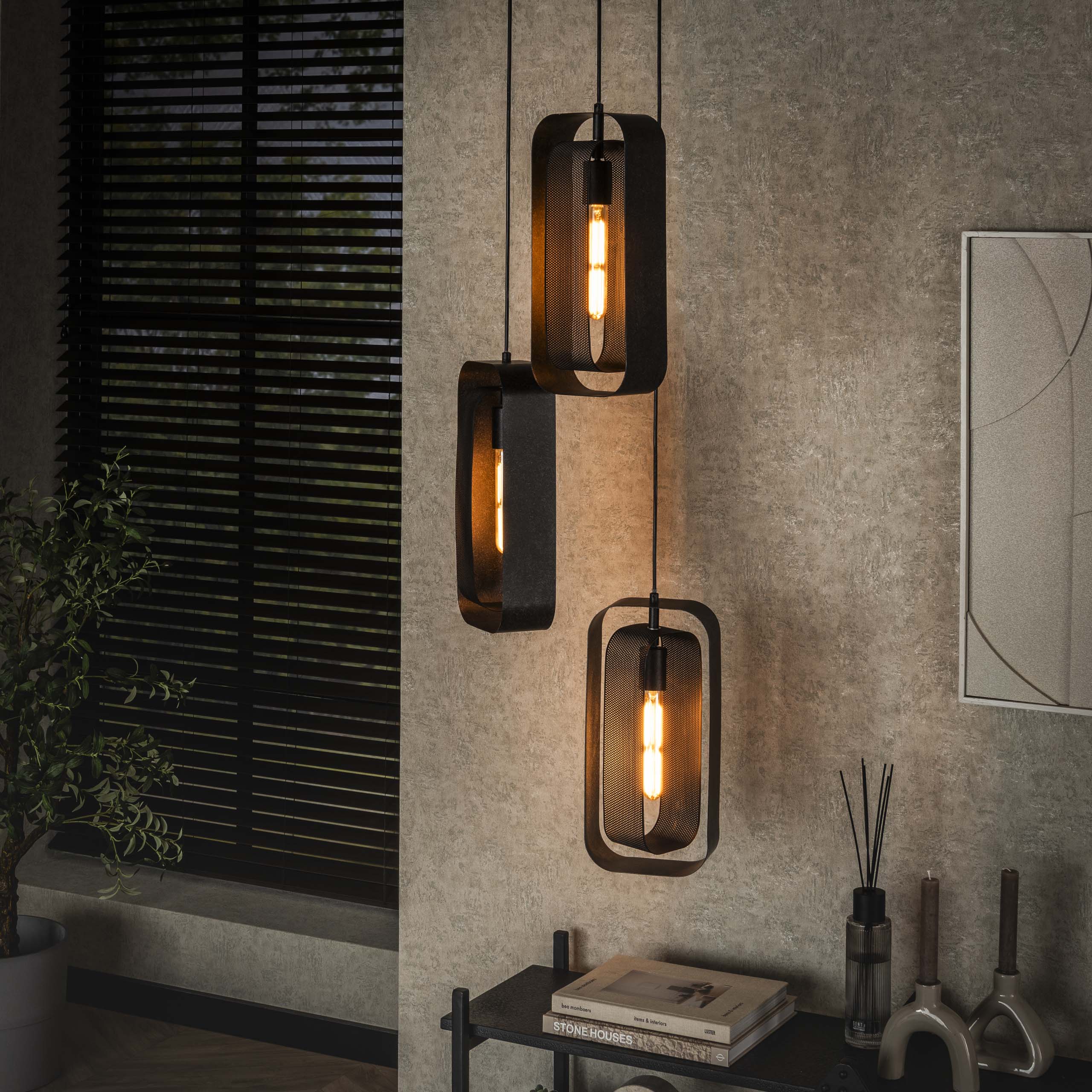Meshora Rotate gelaagde 3-lichts - Artic zwarte hanglamp