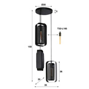 Meshora Rotate gelaagde 3-lichts - Artic zwarte hanglamp