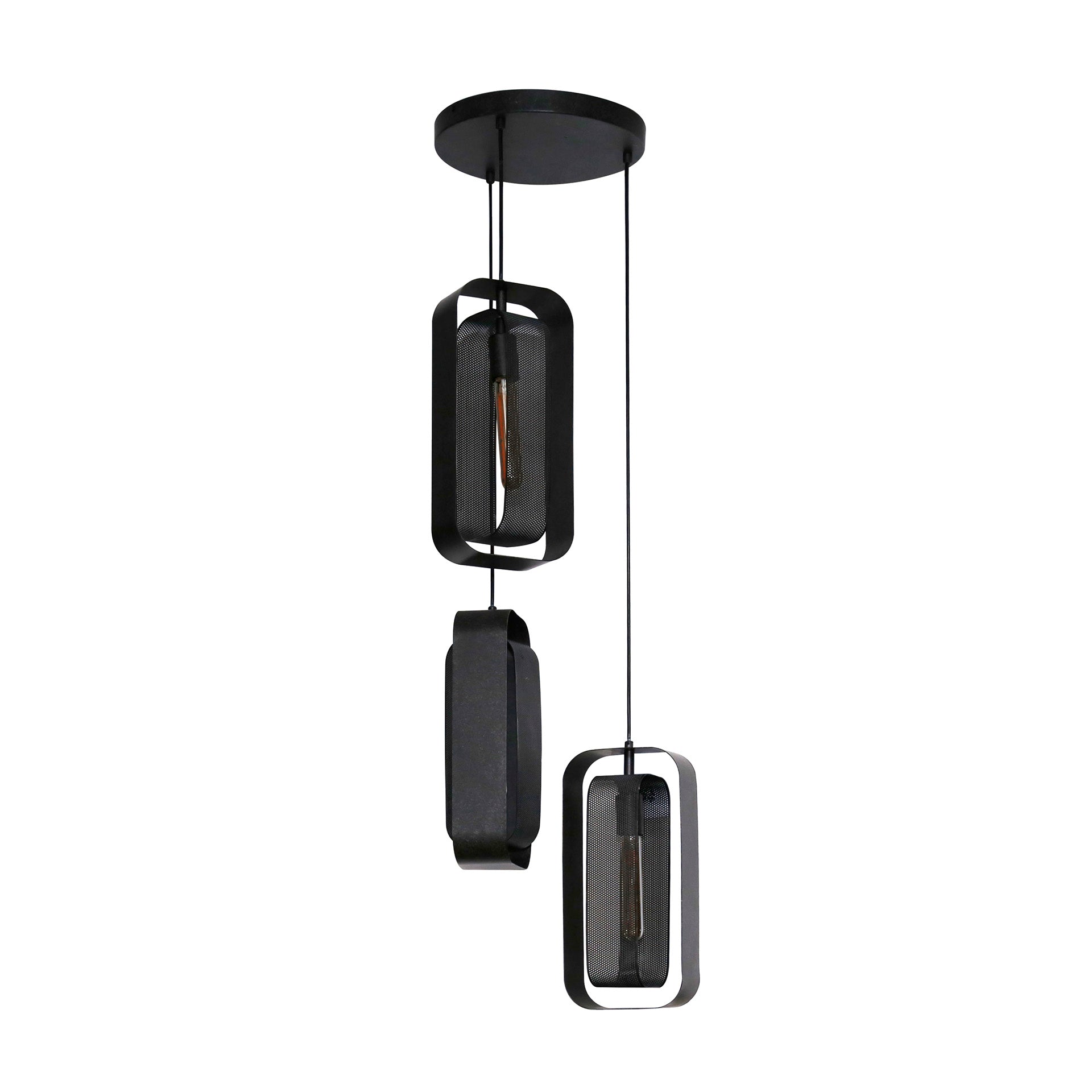 Meshora Rotate gelaagde 3-lichts - Artic zwarte hanglamp