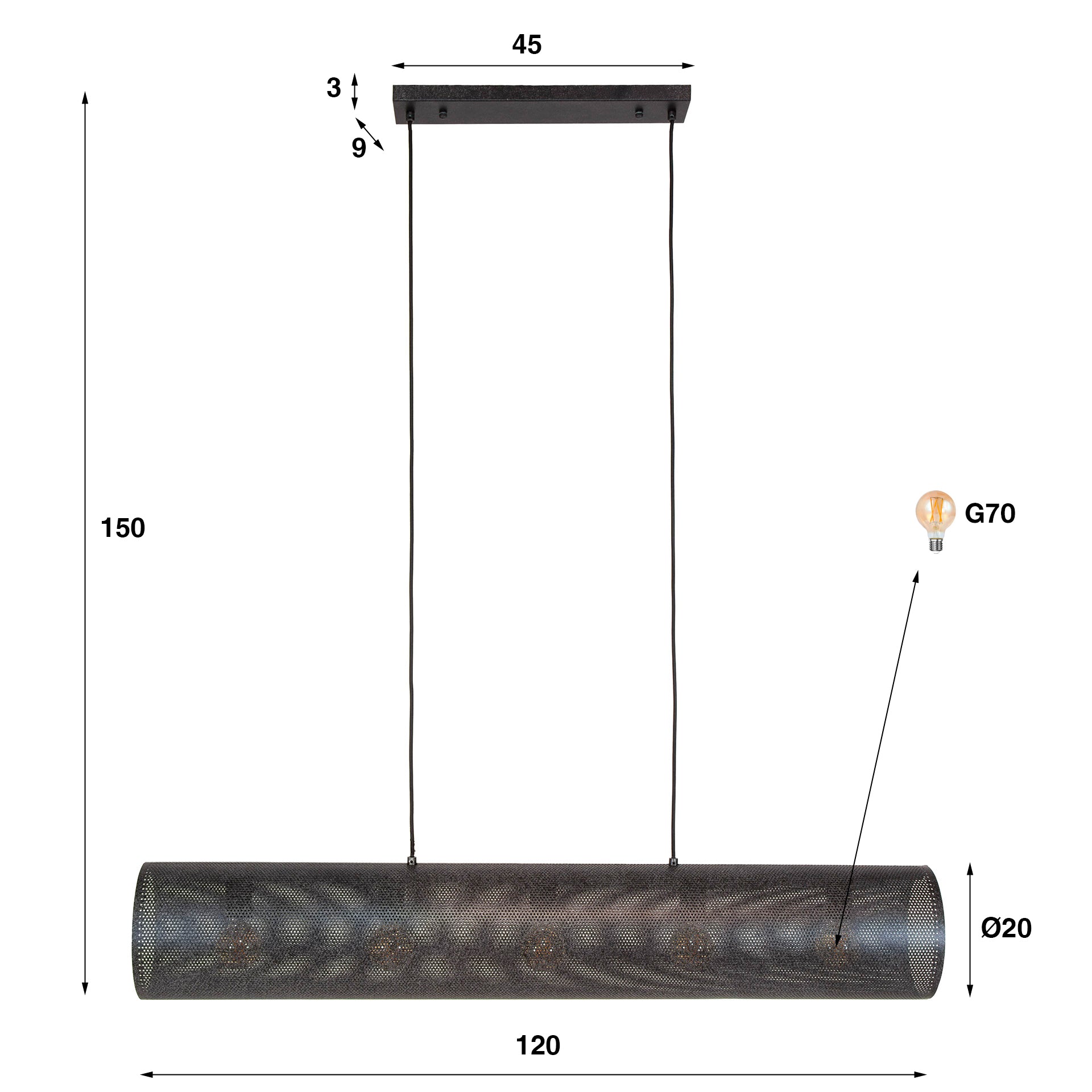 Tubora Mesh 5-lichts - Arctic zwarte hanglamp
