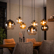 Multora Globe 4+3-lichts - Artic zwarte hanglamp