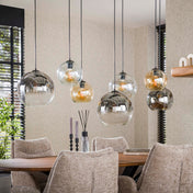 Multora Globe 4+3-lichts - Artic zwarte hanglamp