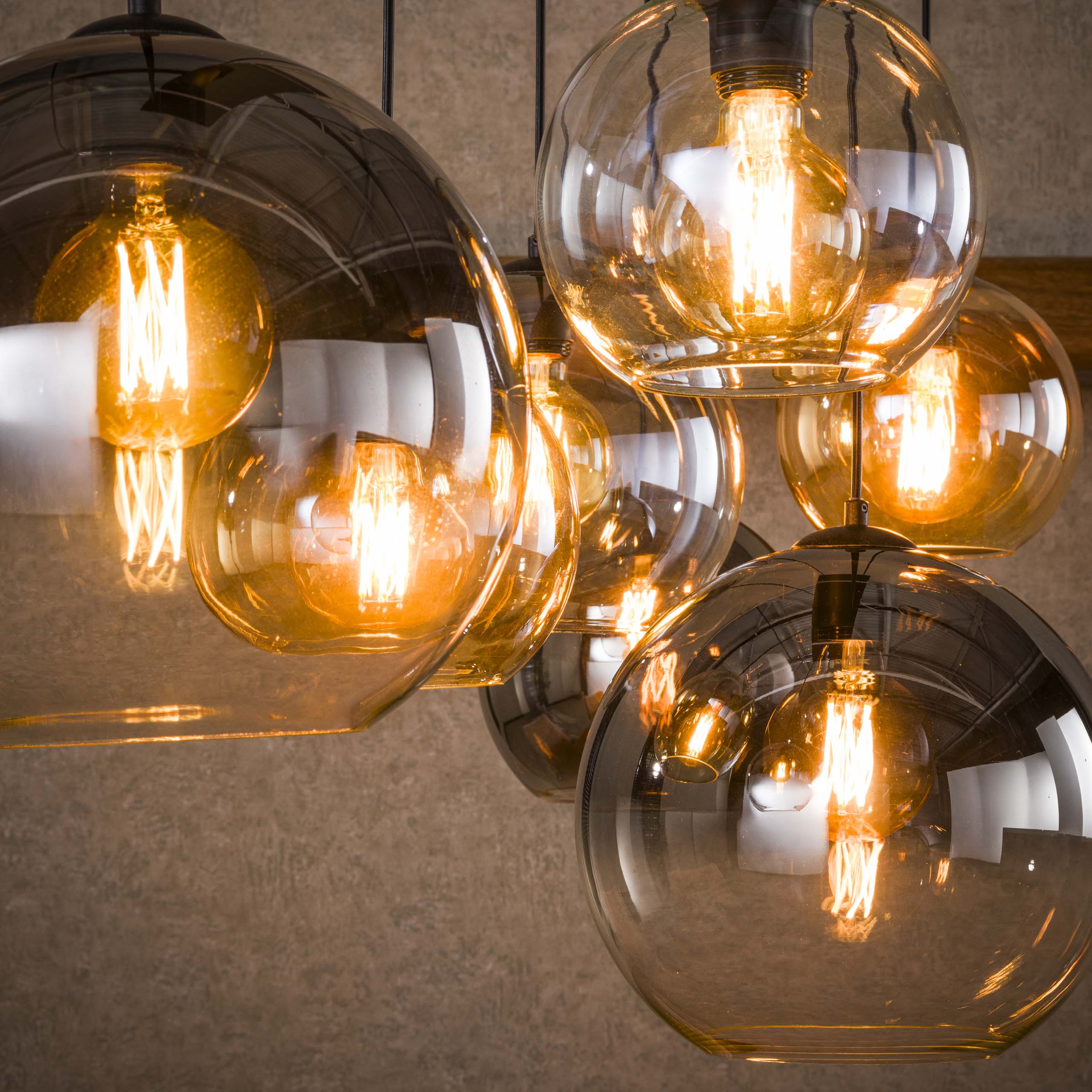 Multora Globe 4+3-lichts - Artic zwarte hanglamp