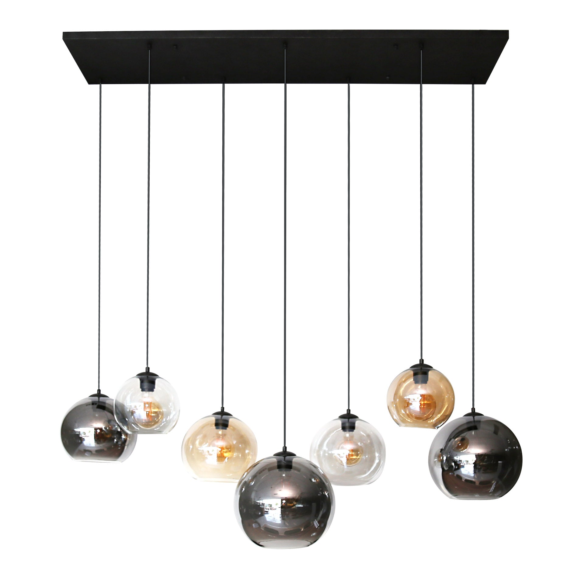 Multora Globe 4+3-lichts - Artic zwarte hanglamp