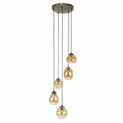 Mixora gelaagde 5-lichts - Amberkleurige glazen hanglamp
