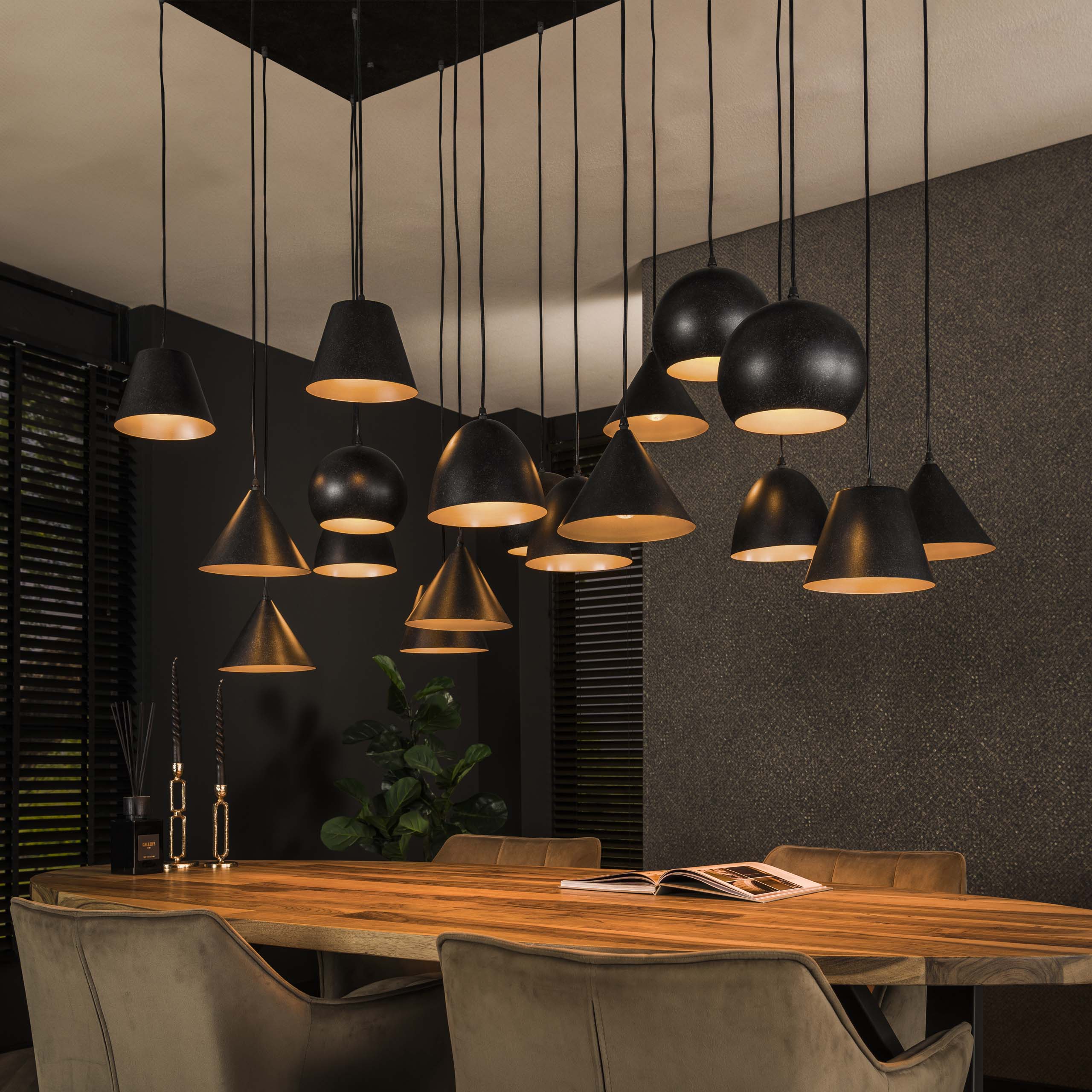Metalarte XXL 6+6+6-lichts - Artic zwarte hanglamp