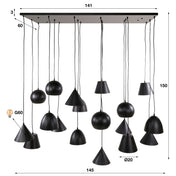 Metalarte XXL 6+6+6-lichts - Artic zwarte hanglamp