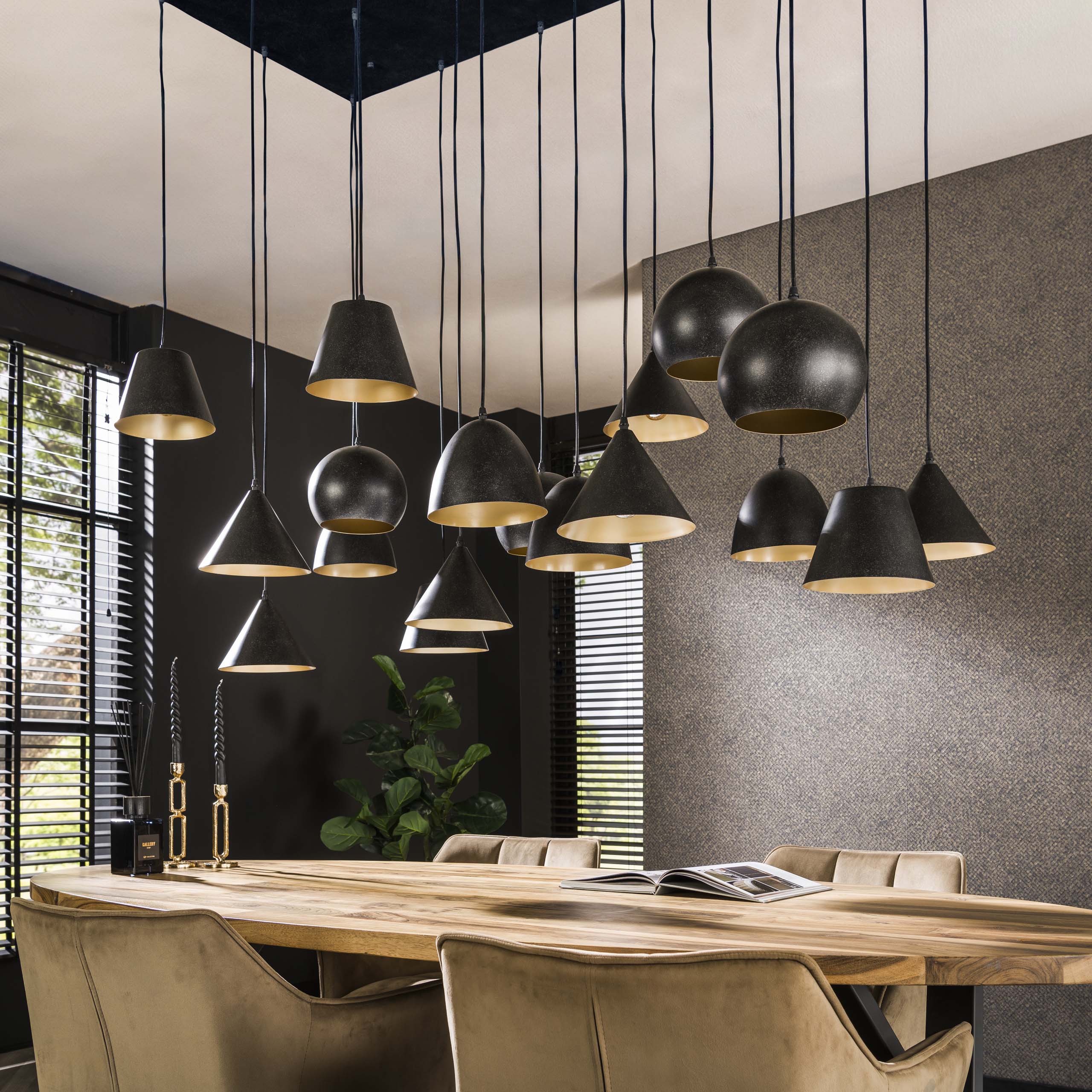 Metalarte XXL 6+6+6-lichts - Artic zwarte hanglamp
