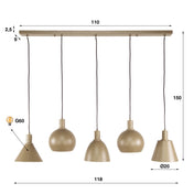 Metalora 5-lichts - Beige hanglamp