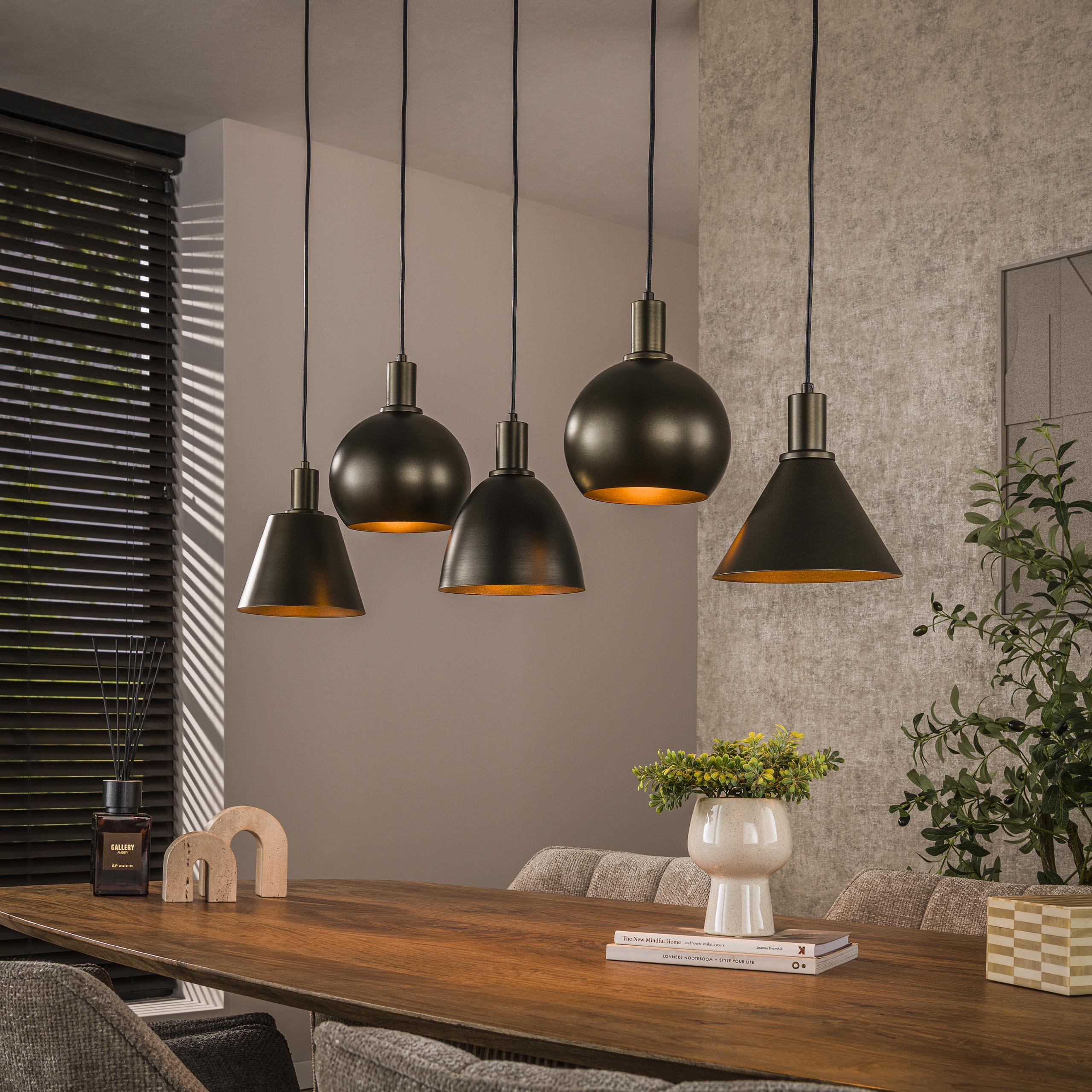 Metalora 5-lichts - Sienna bruine hanglamp