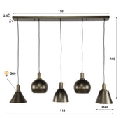Metalora 5-lichts - Sienna bruine hanglamp