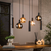 Sferora Tricolore 4+3-lichts - Arctic zwarte hanglamp