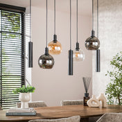 Sferora Tricolore 4+3-lichts - Arctic zwarte hanglamp