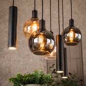 Sferora Tricolore 4+3-lichts - Arctic zwarte hanglamp