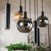 Sferora Tricolore 4+3-lichts - Arctic zwarte hanglamp