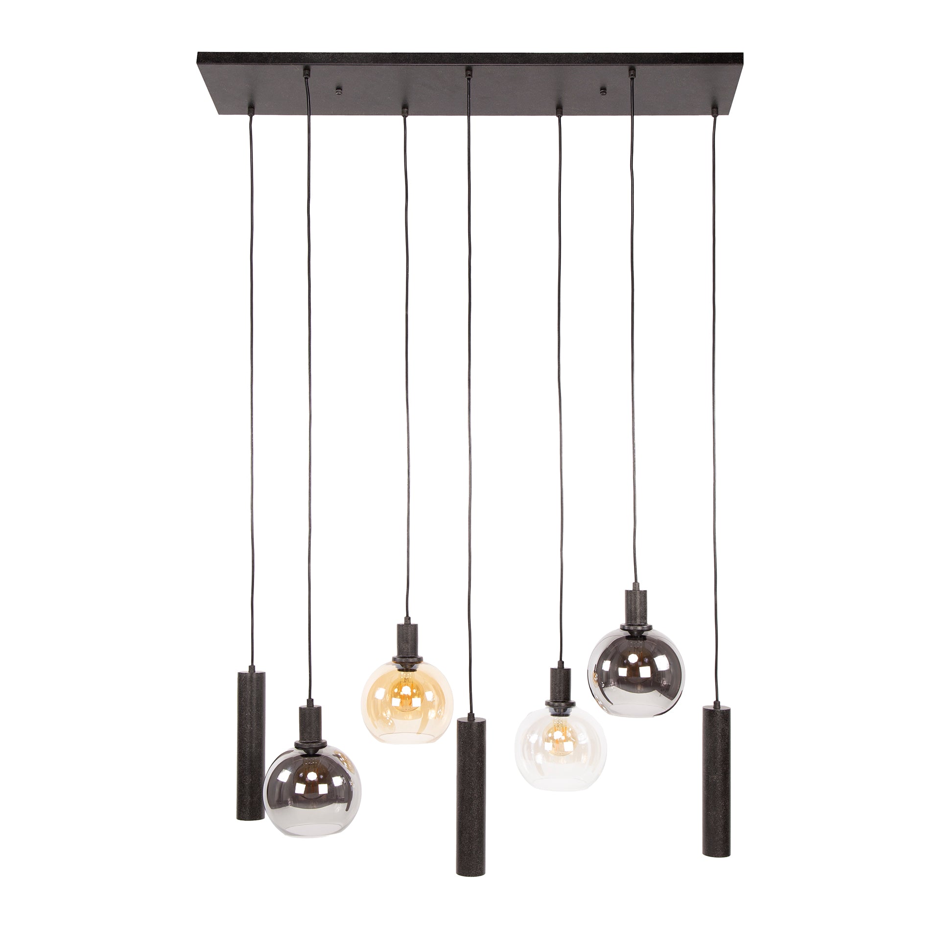 Sferora Tricolore 4+3-lichts - Arctic zwarte hanglamp