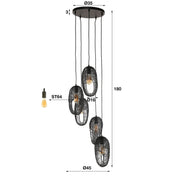 Optera Eye 5-lichts - Artic zwarte hanglamp