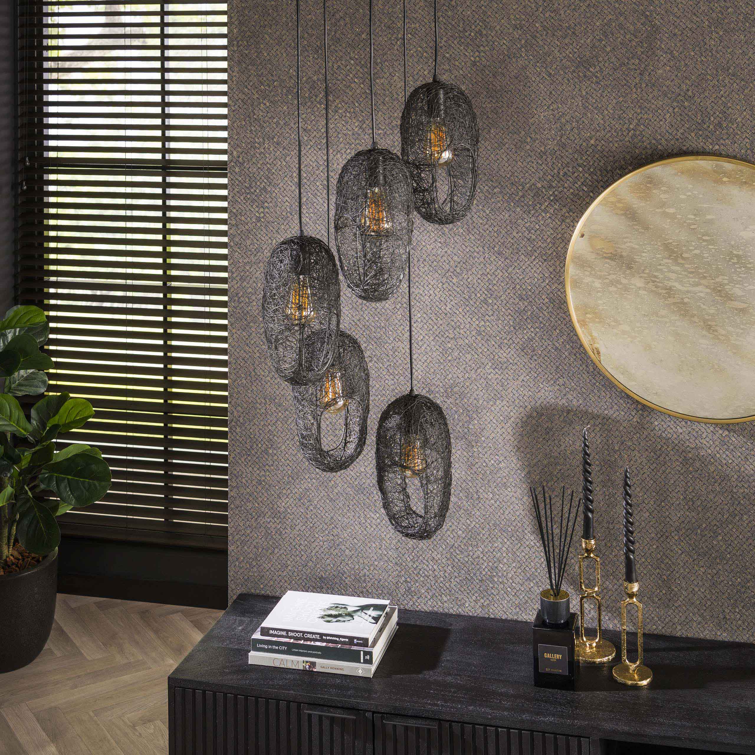 Optera Eye 5-lichts - Artic zwarte hanglamp