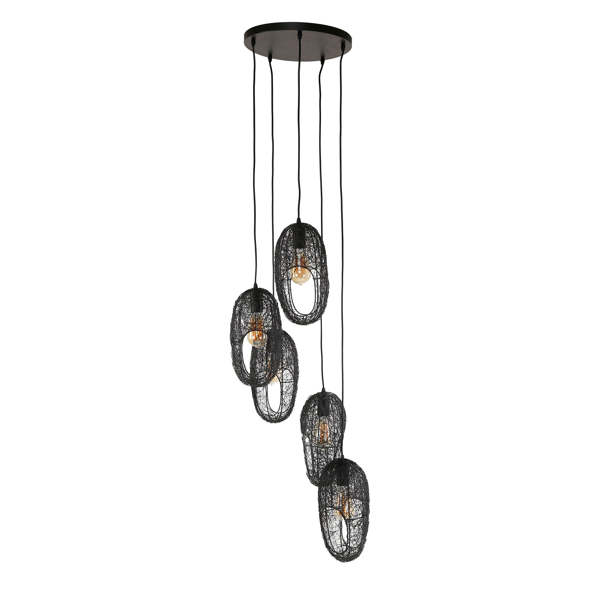 Optera Eye 5-lichts - Artic zwarte hanglamp