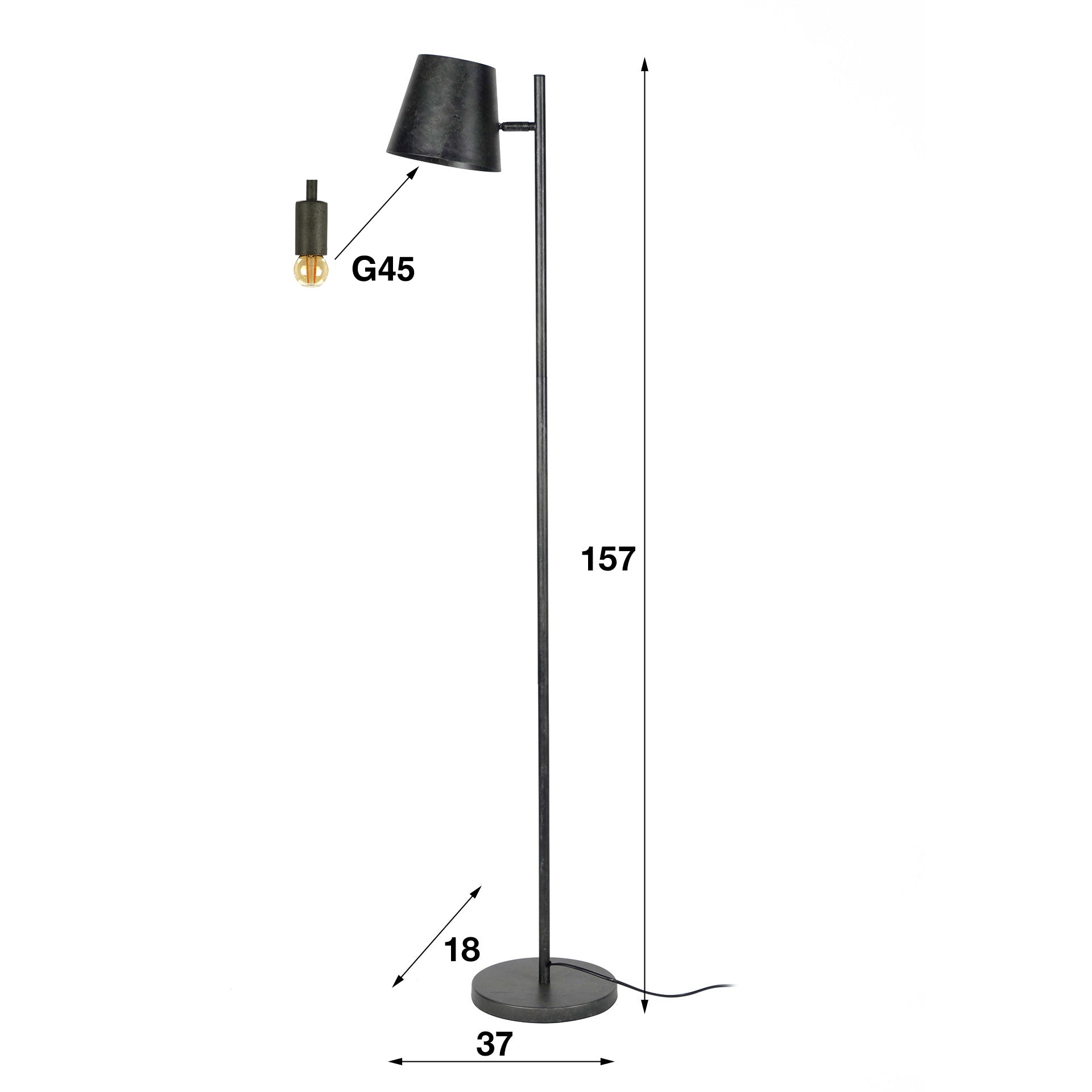 Flexara 1-licht - houtskoolkleurige vloerlamp