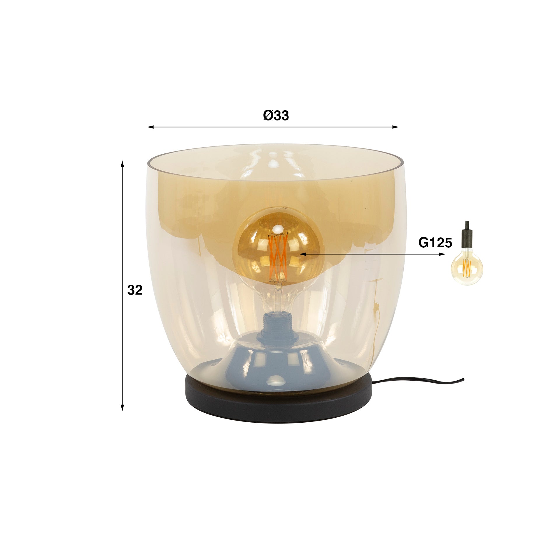 Upara XL 1-lichts - amberkleurige glazen vloerlamp