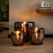 Upara XL 1-lichts - vloerlamp van koperkleurig glas