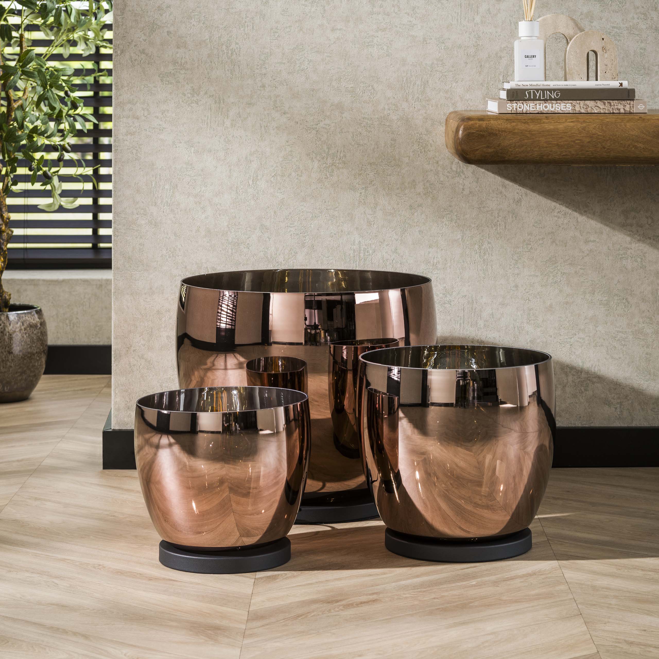 Upara XL 1-lichts - vloerlamp van koperkleurig glas