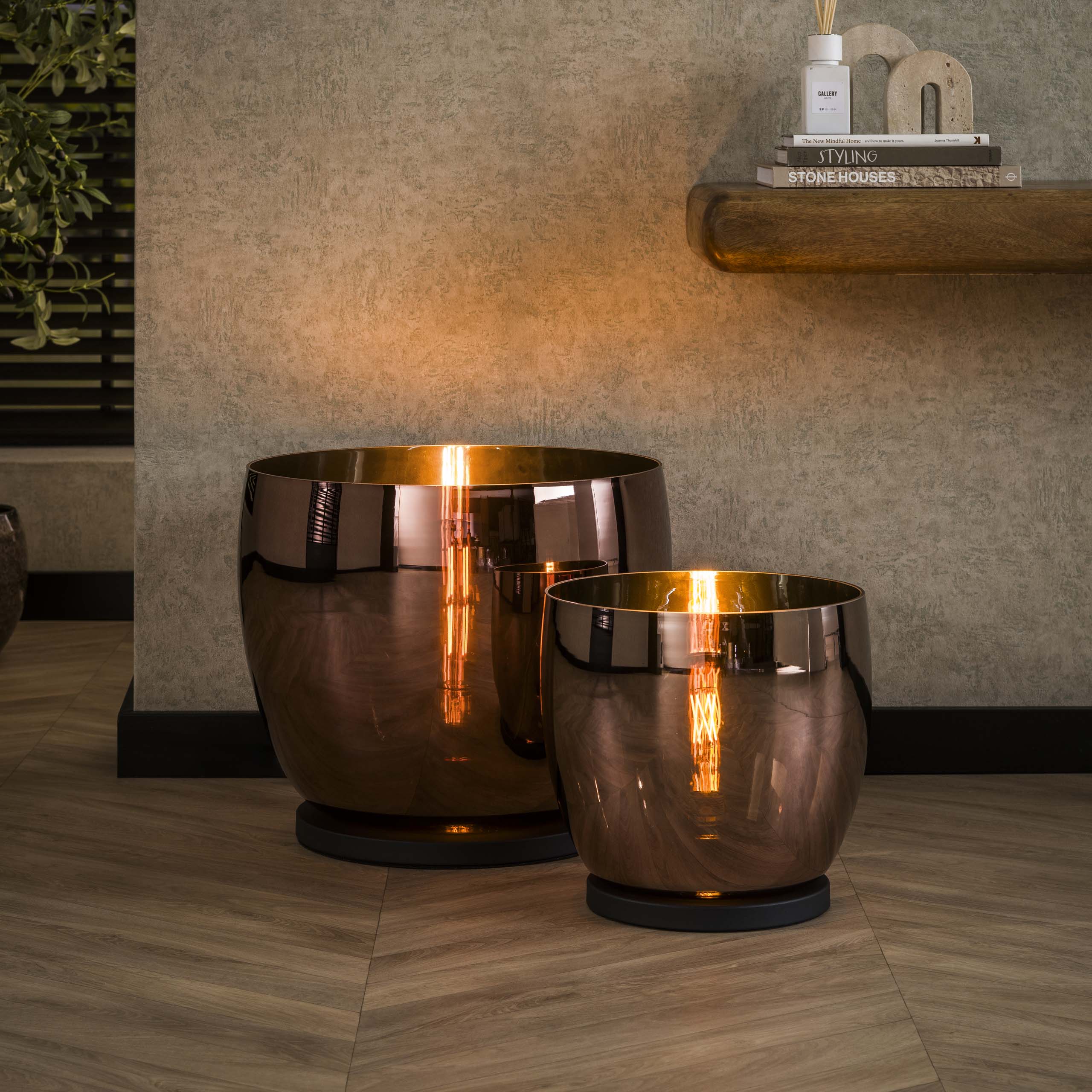 Upara XL 1-lichts - vloerlamp van koperkleurig glas