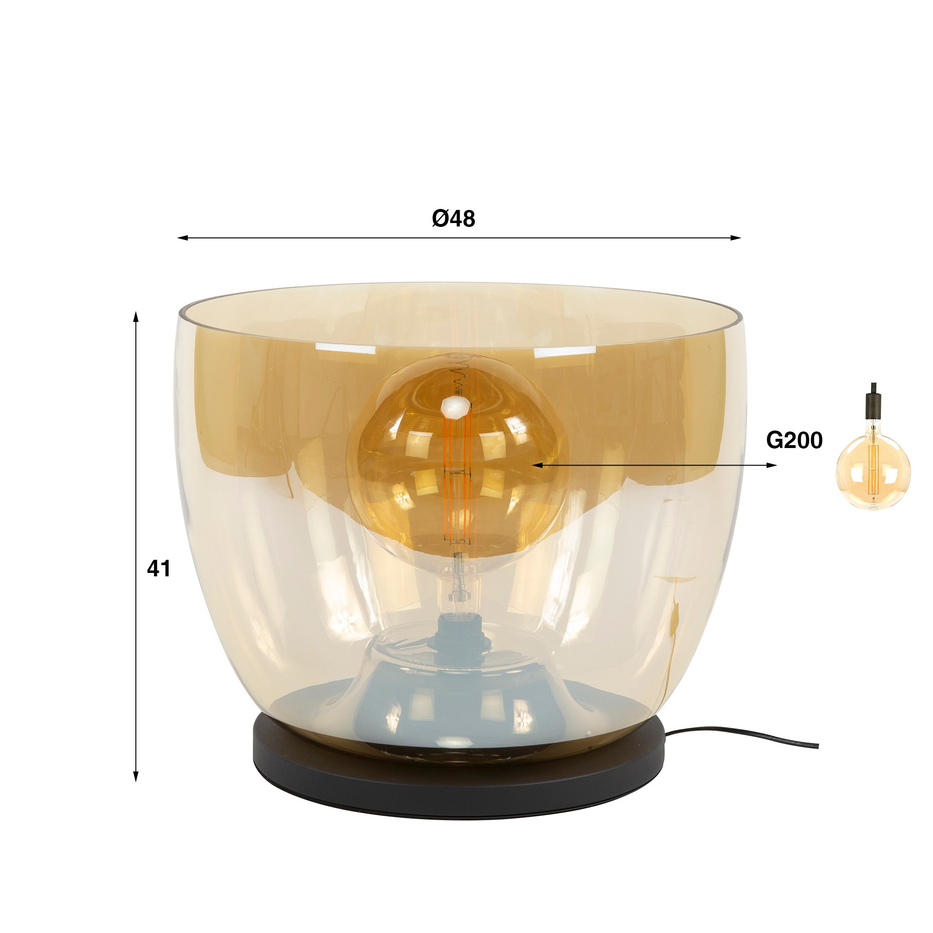 Upara XXL 1-lichts - vloerlamp van amberkleurig glas