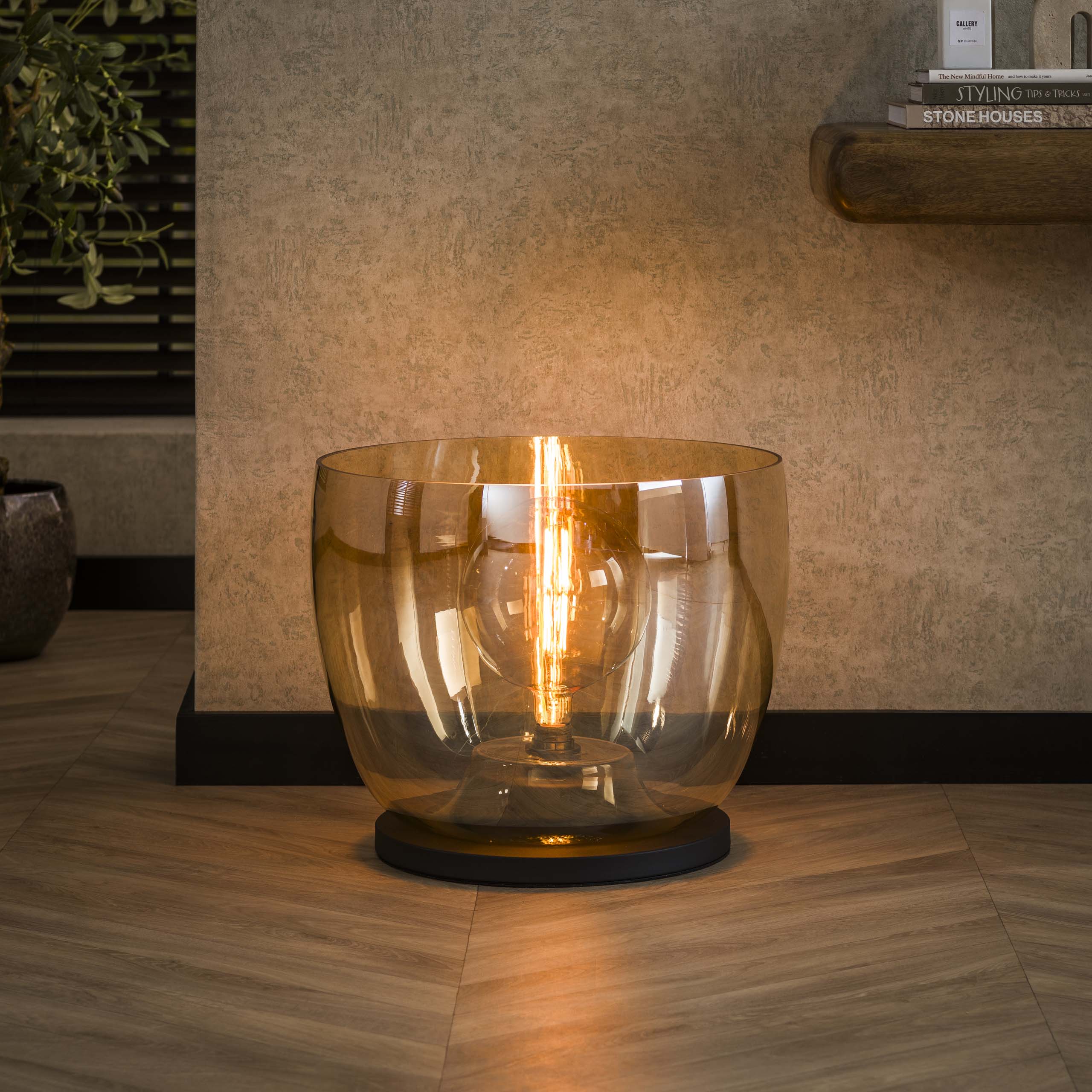 Upara XXL 1-lichts - vloerlamp van amberkleurig glas