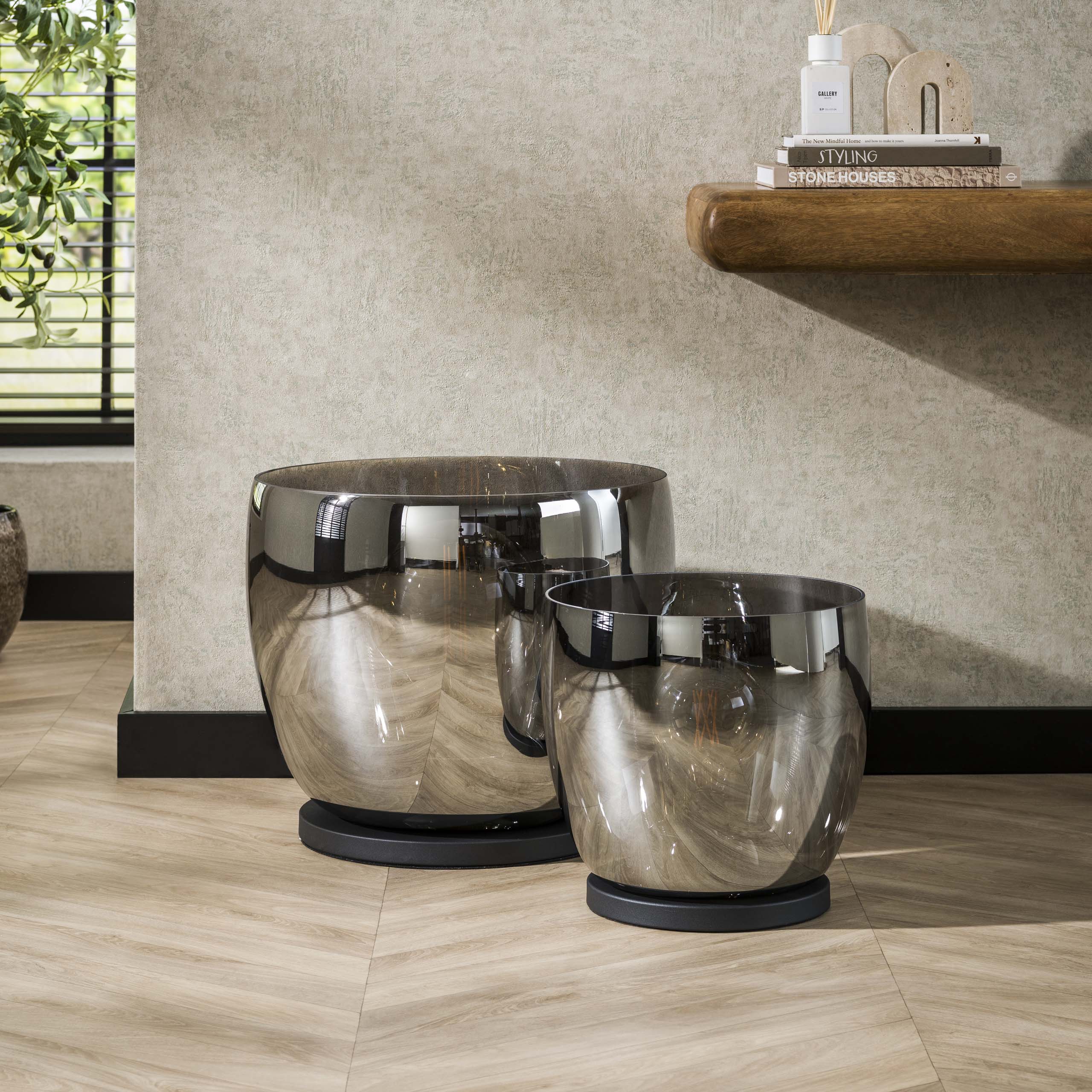 Upara XXL 1-lichts - rookgrijs glazen vloerlamp