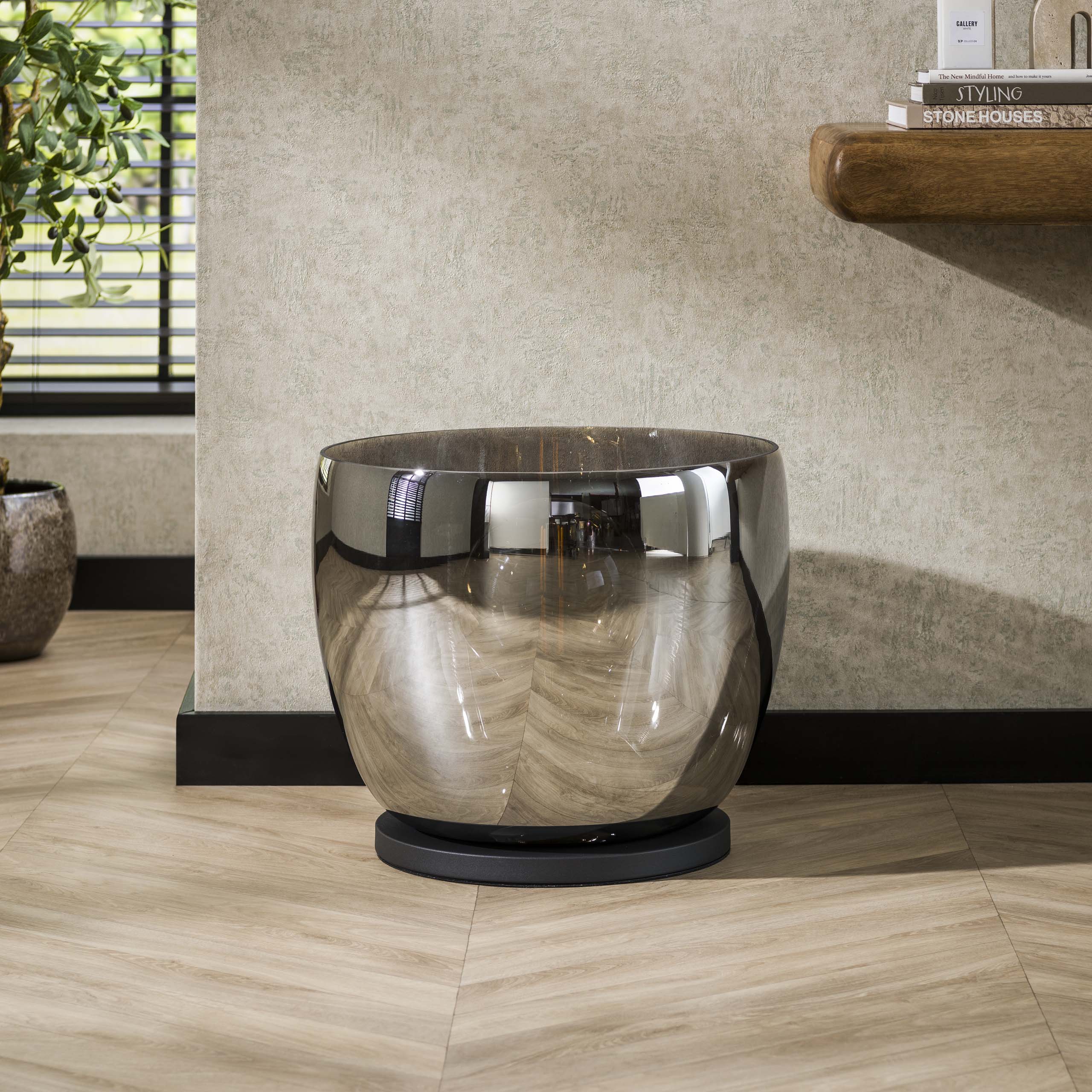 Upara XXL 1-lichts - rookgrijs glazen vloerlamp