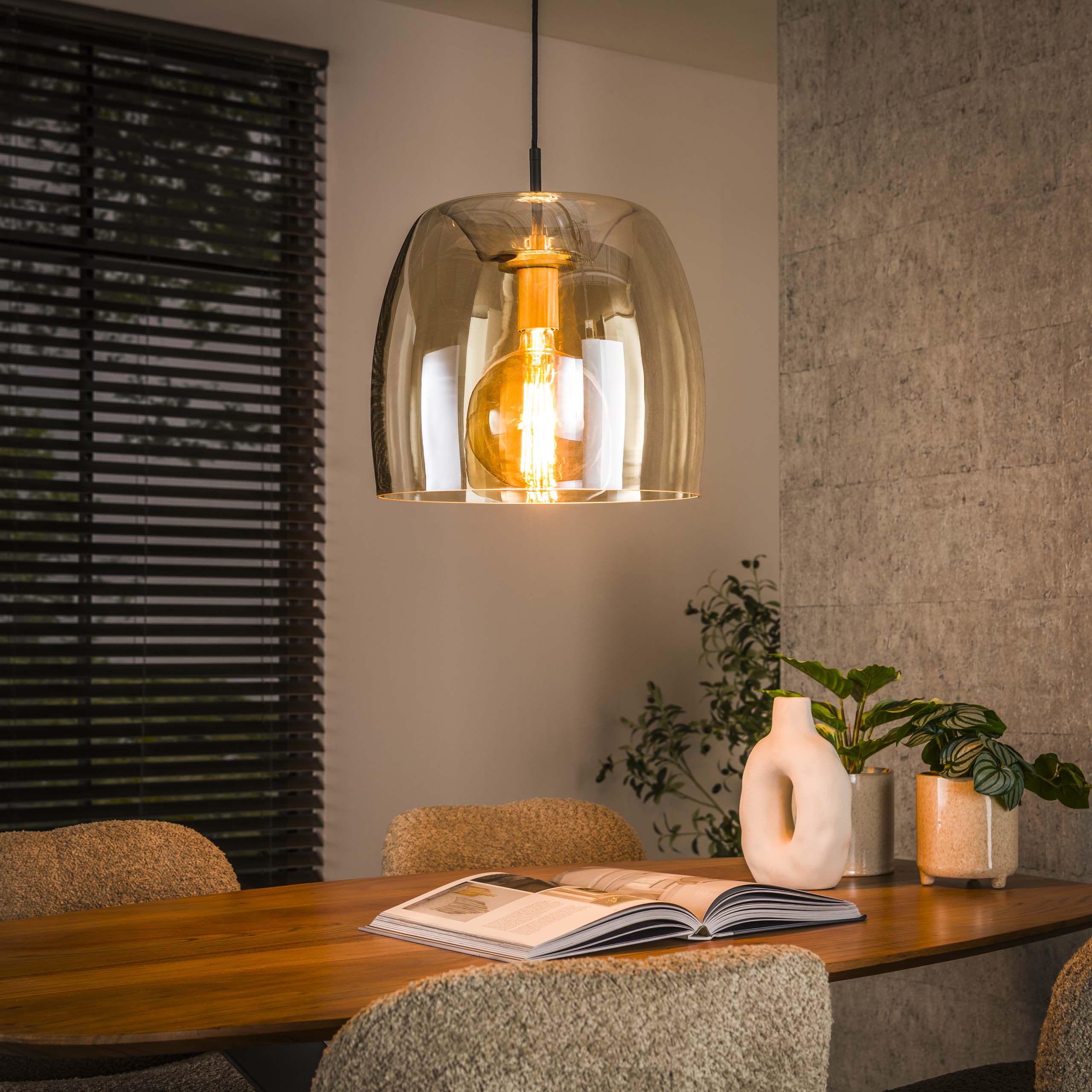 Drifora Glas 1-lichts - Amberglazen hanglamp