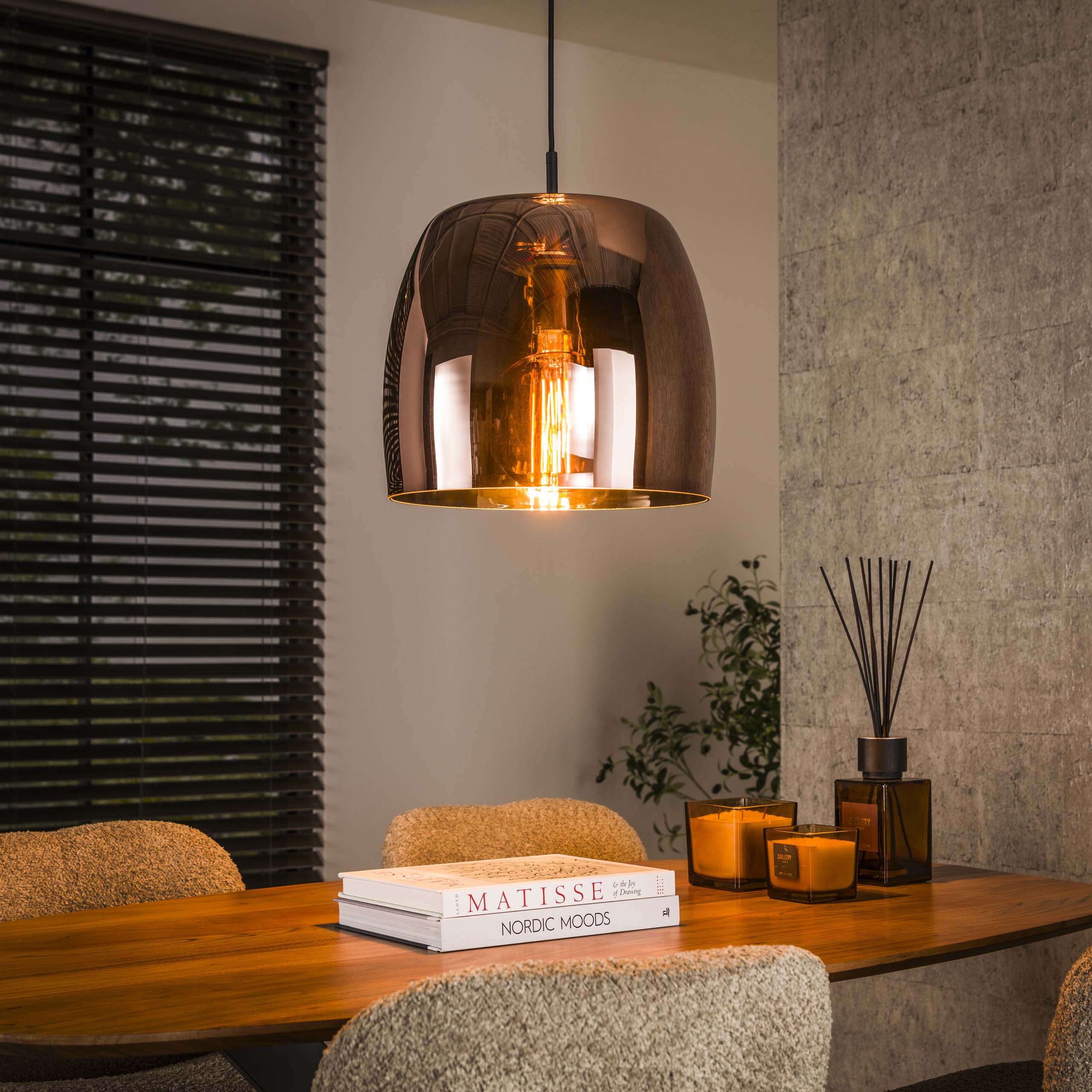 Drifora Glas 1-lichts - Koperen glazen hanglamp