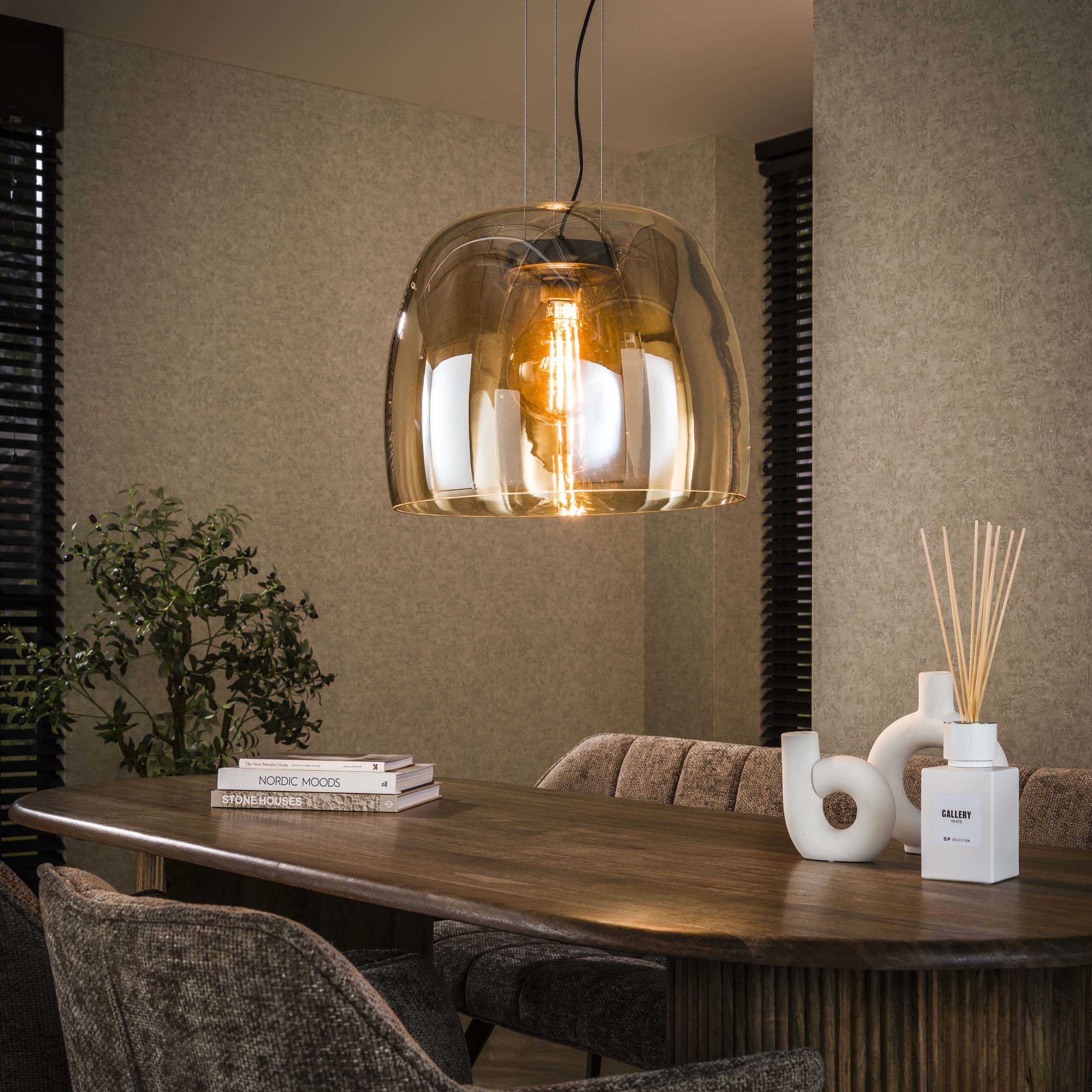 Drifora Glass XL 1-lichts - Hanglamp van amberkleurig glas