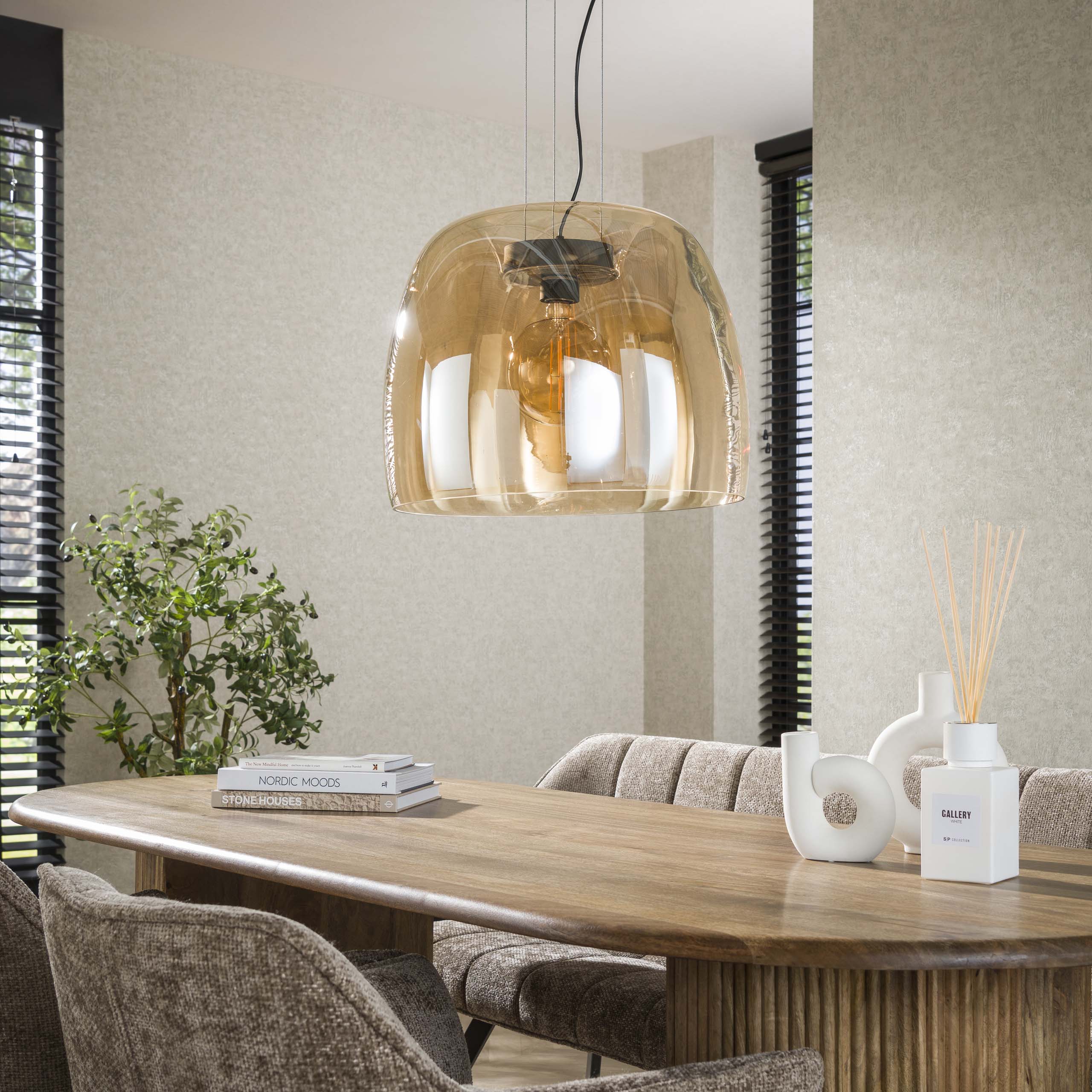 Drifora Glass XL 1-lichts - Hanglamp van amberkleurig glas