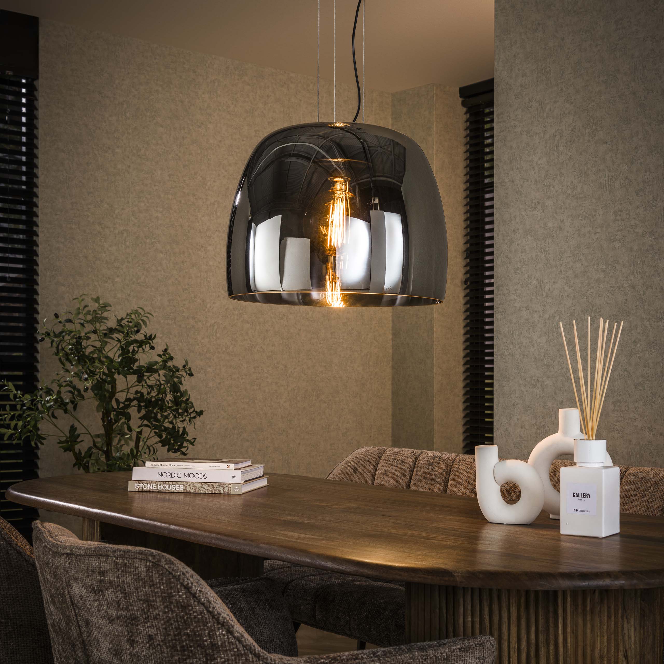Drifora Glas XL 1-lichts - Rookgrijs glazen hanglamp