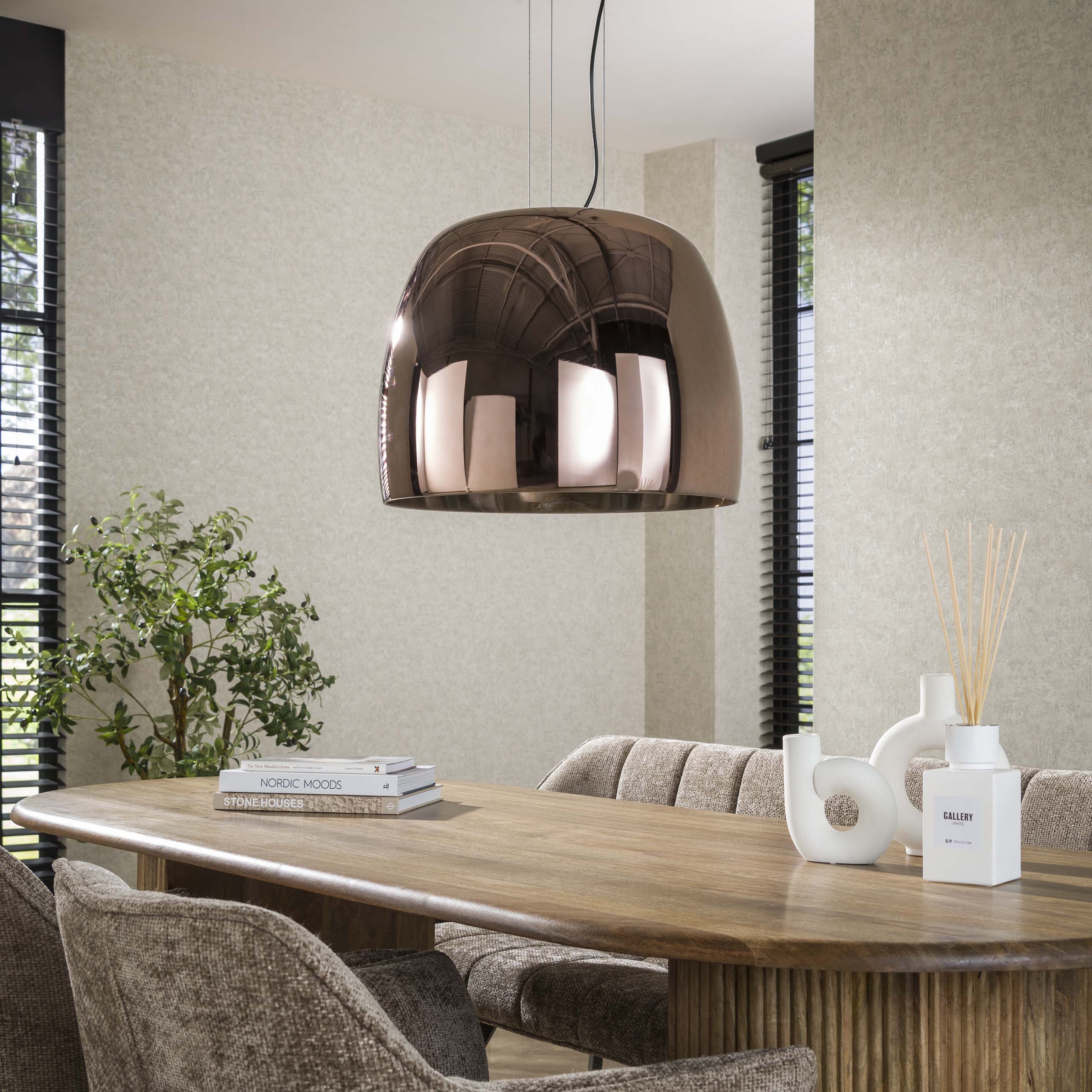 Drifora Glass XL 1-lichts - Koperen glazen hanglamp