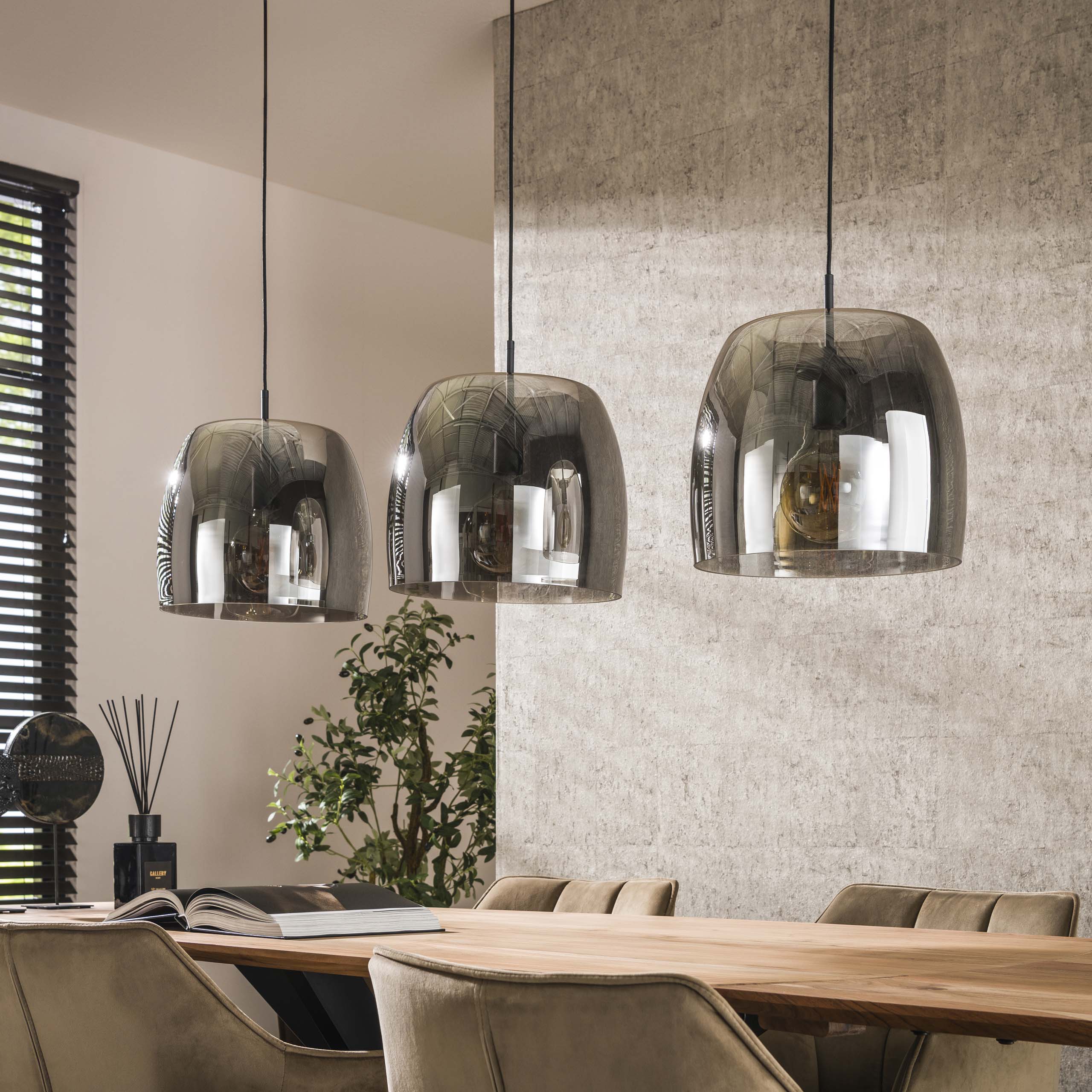 Drifora Glass 3-lichts - Rookgrijs glazen hanglamp