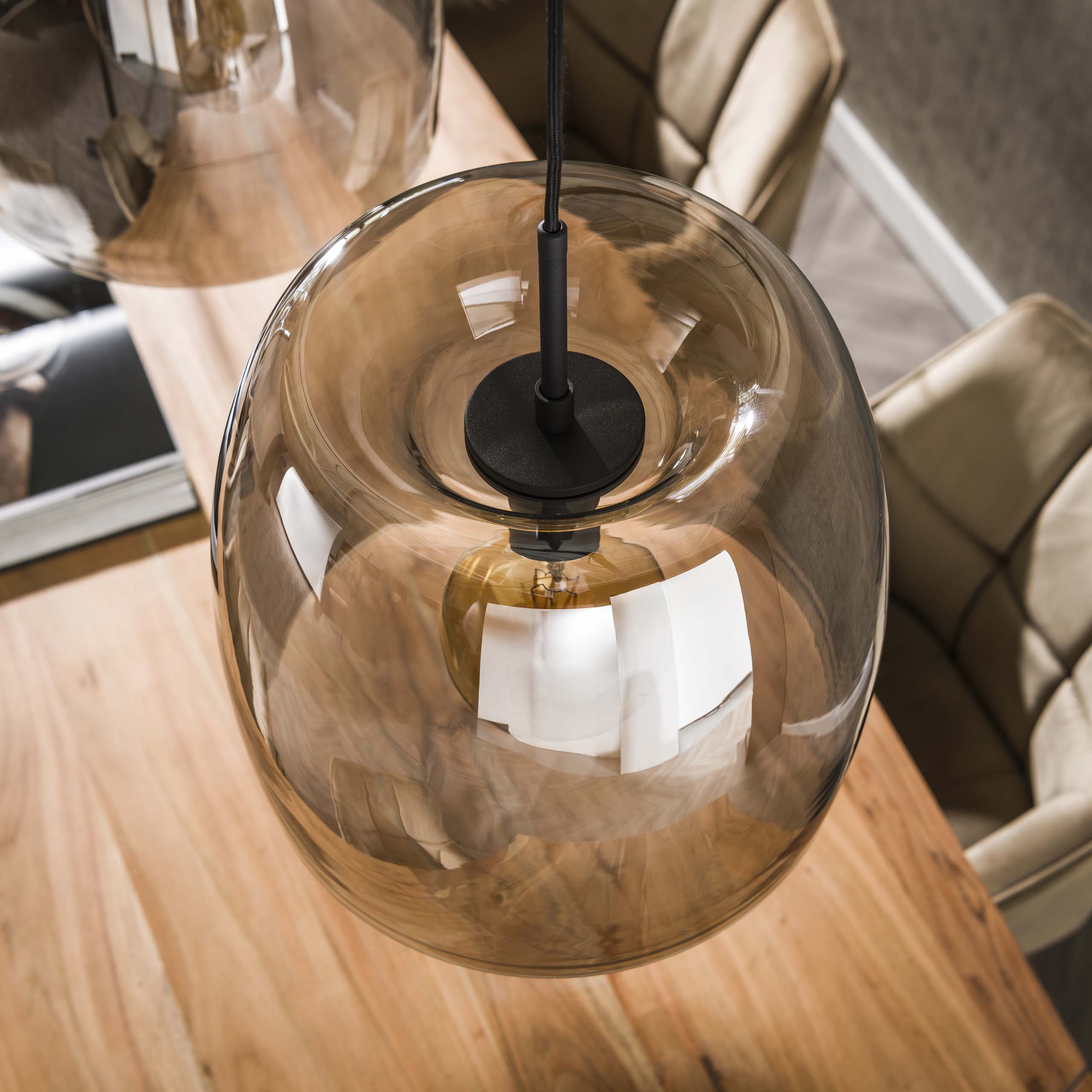 Drifora Glass 3-lichts - Rookgrijs glazen hanglamp
