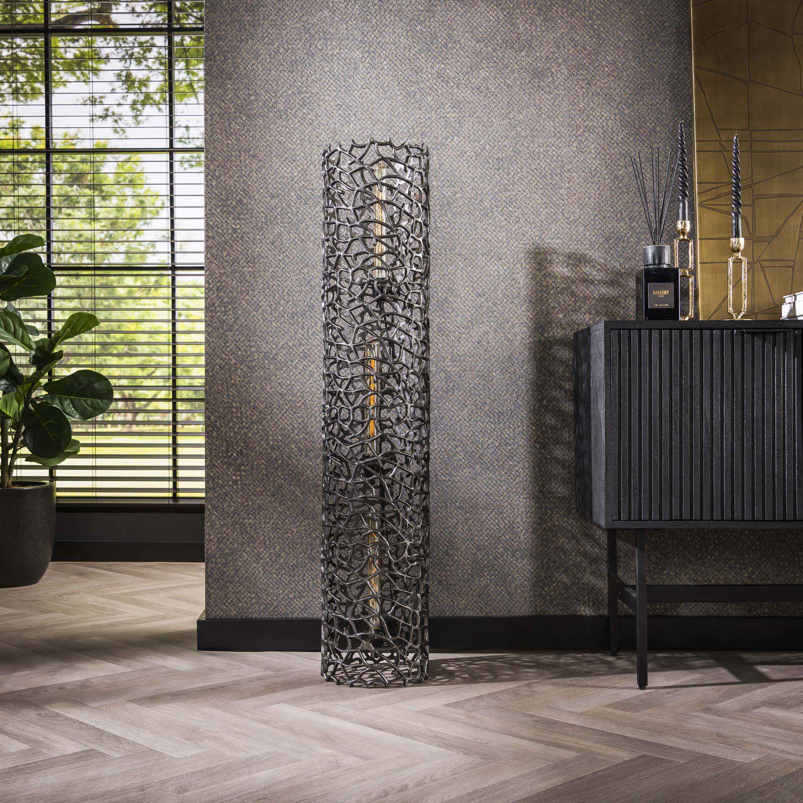 Wevera XL 3-lichts – zwart nikkel vloerlamp