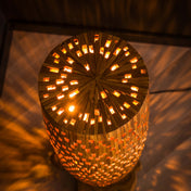 Barsa M 3-lichts - massief teakhouten vloerlamp
